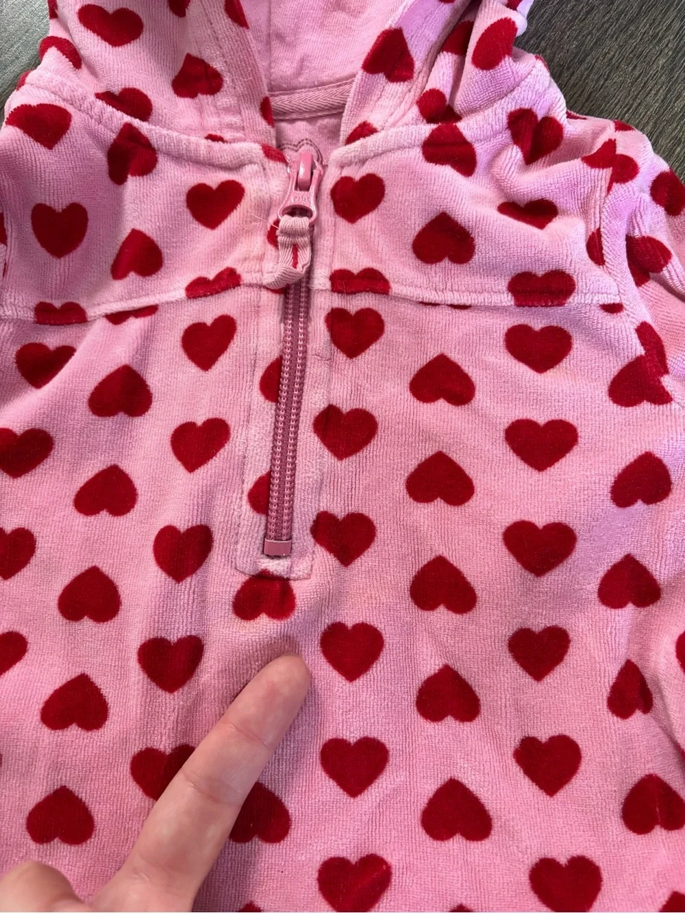 GAP / Baby Gap Heart Pink Red Hoodie Hooded Velour Dress Jennifer’s Body